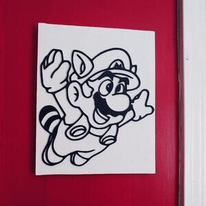 3D Printed 2D Wall Art Raccoon Mario Power Up SMB3 Canvas 8" x 10"- Fast Ship!